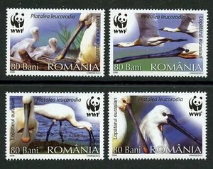 WWF Bird Eurasian Spoonbill mnh 4 stamps 2006 Romania #4887-90 - Picture 1 of 1