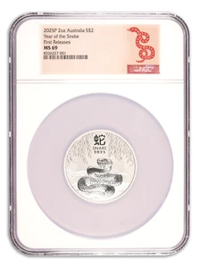 2025 Australia Lunar Snake 2 oz Silver Coin NGC MS69 First Releases - Picture 1 of 2