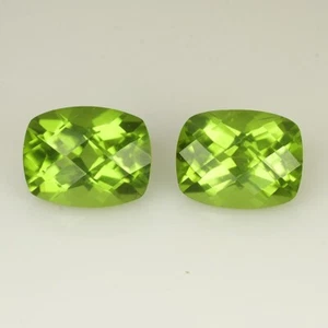 4.94ct 100% Perfect Pair (9x7) Cushion Cut Pakistan Peridot Loose Gemstone - Picture 1 of 2