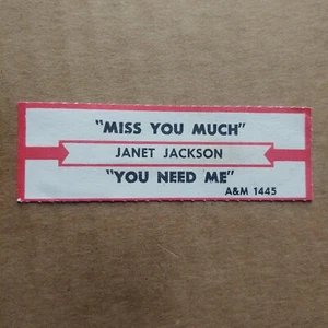 JANET JACKSON Miss You Much/You Need Me JUKEBOX STRIP Record 45 rpm 7" - Bild 1 von 1