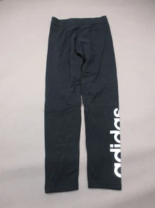 ADIDAS Size S Girls Black Cotton Blend Pull On Athletic Compression Leggings 068 - Picture 1 of 10