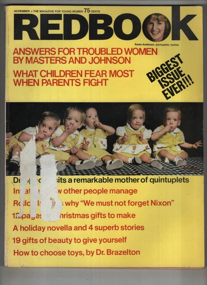 Redbook Mag Karen Anderson & Quintuplets Edcelina November 1974 012722nonr - Image 1 of 1