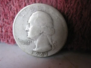 1941 S WASHINGTON SILVER QUARTER G - Picture 1 of 2