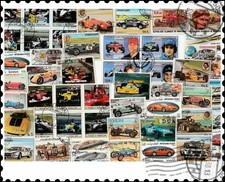 Auto da corsa : 50 francobolli diversi Collezione