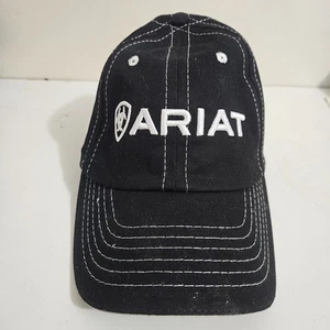Ariat Baseball Cap Hat Black White Stitched Logo Strapback Adjustable One Size - Foto 1 di 8