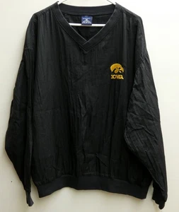 Iowa Hawkeyes Windbreaker Pullover V Neck Jacket Mens XLarge Black - Picture 1 of 11