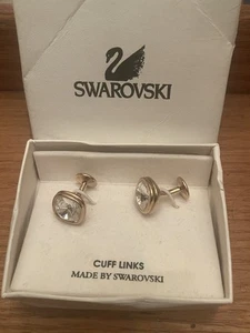 GENUINE Swarovski Men's Crystal Cufflinks Gold clear - Picture 1 of 1