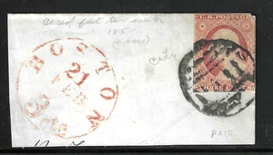 Sc #10/11 Doble Marco Pagado Elegante Cancelación 3 Céntimos Washington 1851-57 EE. UU. 98-6 - Imagen 1 de 3