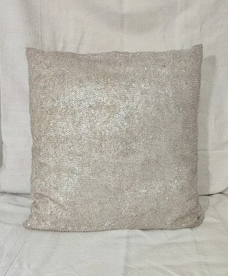 Beautiful Vintage Anke Drechsel Collection Sequin Bead Silk Cushion Blue Gray - Image 1 of 4
