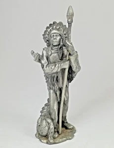 Vintage Native American Chief Statue in Fine Pewter. 5" Statue. - Picture 1 of 7