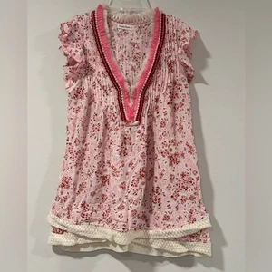 Poupette St Barth Pink and Red Floral Kids Swim Coverup size 2 - Picture 1 of 9