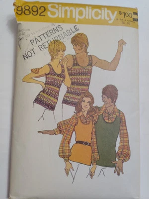 Shirt Tank Top MENS M 38 40 Simplicity 9892 Sewing Pattern Cut VTG Retro Disco - Image 1 of 4