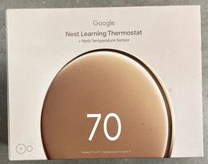 Google Nest Learning Thermostat (4th Gen 24) w/ Temperature Sensor - Gold - Picture 1 of 1
