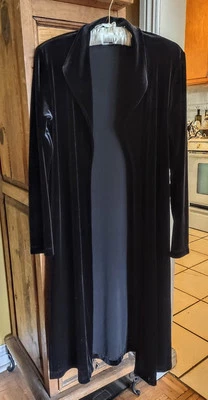 Chico's Talla 0 (Mujer Talla 4) Terciopelo Negro Capa Larga Abierta Cuello Gótico Foto 1 de 4