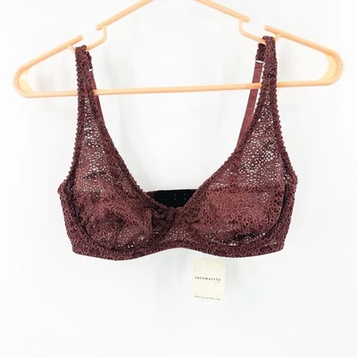 FREE PEOPLE INTIMATELY Bra Size 32D Lace Wire Brown NWT Eyelet Lace Crochet - Image 1 of 4