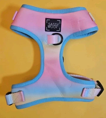 SASSY WOOF Soft Cushioned Dog Harness Pink &  Blue Sherbert Swirl NWOT Sz MED - Image 1 of 4
