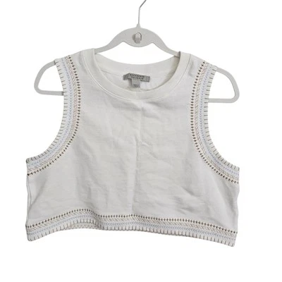 Top corto AllSaints Ewelina lila para mujer 6 blanco sin mangas algodón orgánico ganchillo Foto 1 de 4