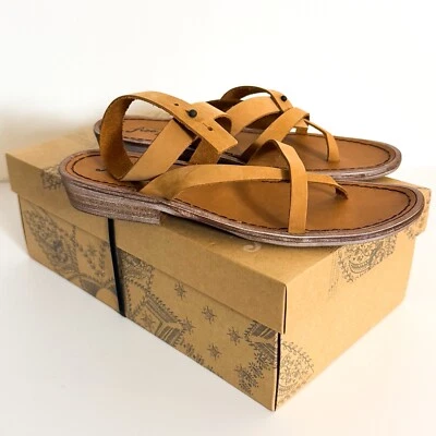 Free People Women's LANDINGS ASYMMETRIC SANDAL Size 6.5 Tan NEW - MSRP $78.00 - Image 1 of 4
