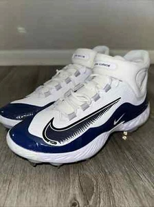 Nike Alpha Huarache Elite 4 Mid White Navy Baseball Cleats FD2744-103 Men Sz 7.5 - Picture 1 of 7