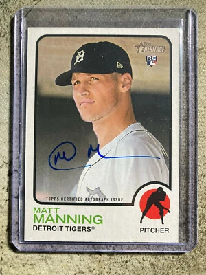 MATT MANNING RC 2022 Topps Heritage Real One Autographs ON-CARD AUTO - Tigers! - Image 1 of 3