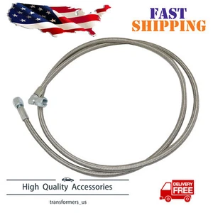 Steel Braided Turbo Oil Feed Line 60" Length Hose -4AN 90 degree straight - Picture 1 of 12