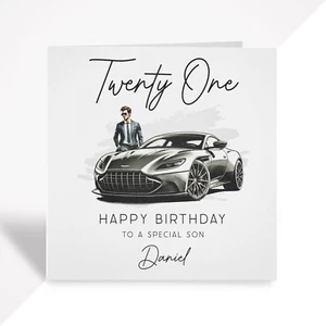 Biglietto Compleanno Uomo | Supercar | Figlio Nipote Fratello Nipote | 18 21 30 - Foto 1 di 16