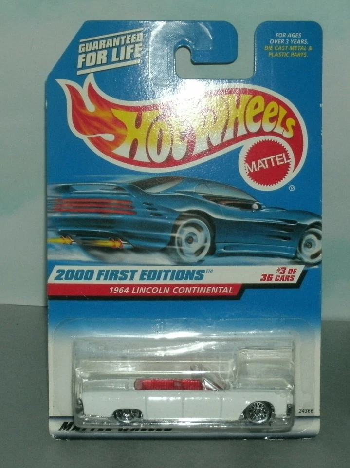 Hot Wheels 1964 Lincoln CONTINENTAL White 1st Editions #3 of 36 NOS 2000