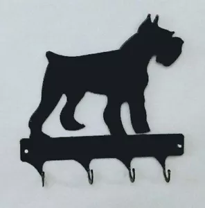 Schnauzer 4 Haken Leine oder Schlüsselhalter schwarz Schmiedeeisen Optik Made in USA - Bild 1 von 1