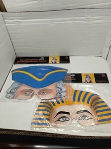 Vintage Paper Halloween  Mask Egyptian Prince & Colonial Gentleman NEW - Picture 1 of 20