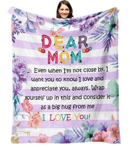 Mom Blankets from Daughter Birthday Gifts for Mom from Son Dear Mom Blanket f... - Picture 1 of 8