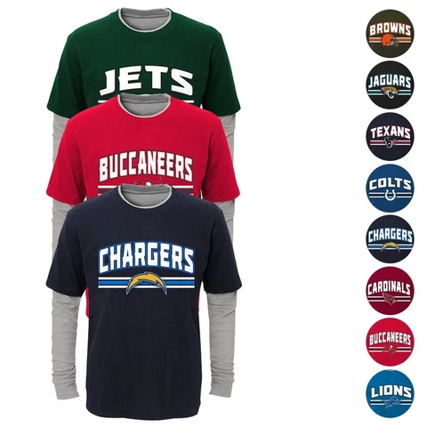 NFL Outerstuff  "Bleachers" Long Sleeve Faux Layer T-Shirt Toddler Boys Youth SZ Cover