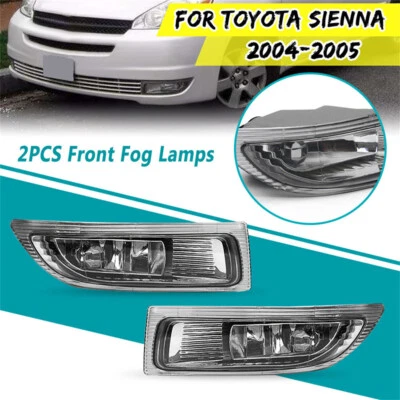 Pair Front Bumper Fog Lamp Driving Light Clear LH+RH For Toyota Sienna 2004-2005 - Image 1 of 4