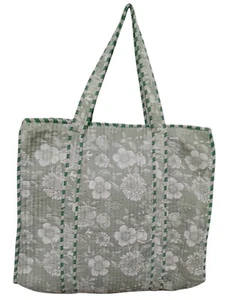 Bolsos de mano de algodón estampados en bloques acolchados indios bolsas de transporte para compras de hombro - Imagen 1 de 4