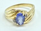 Vintage 14k Yellow Gold Oval Tanzanite Diamond Accent Ring Size 7