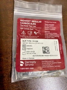 Dentsply Sirona Midwest Carbide Burs FG 1558 (100 burs) in a box 386260 - Picture 1 of 1