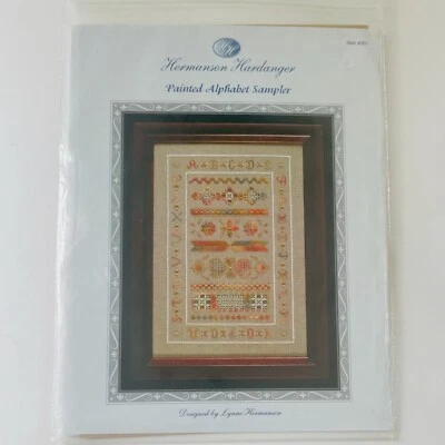 PAINTED ALPHABET SAMPLER Hermanson Hardanger Cross Stitch Pattern #301 (2000) - Image 1 of 3
