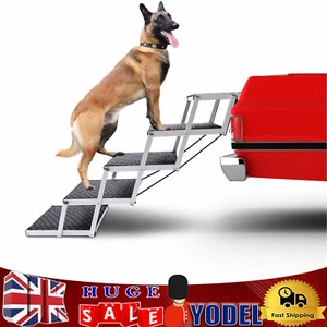 Aluminium Folding Non Slip Portable Dog Steps Stairs Ladder For Car Boot SUV NEW - Picture 1 of 20