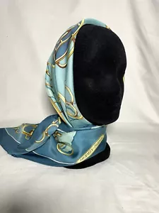 Hermes Profile Sellier Blue Silk Scarf - Picture 1 of 11