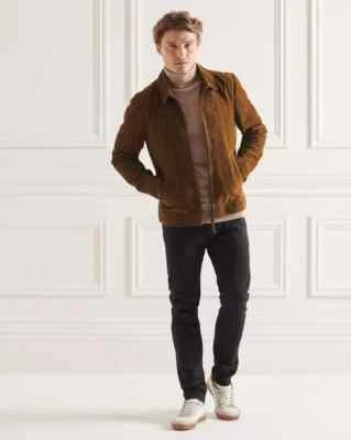 Men's Brown Suede Leather Jacket – Genuine Lambskin Leather Luxury Jacket -A1 - Image 1 of 4