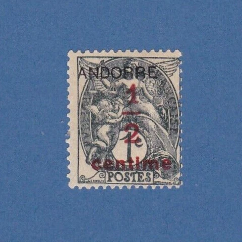 Andorra Postage Stamp 1/2 Centime Overprint Revalued Unused NH Cover