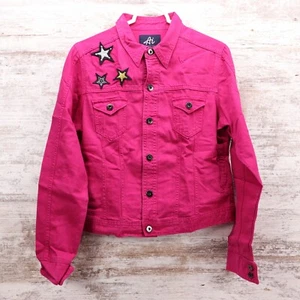 Authentic Icon Womens Size M Jean Jacket Denim Pink With Stars Button Up NWT - Picture 1 of 11