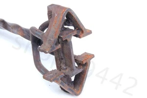 VINTAGE Antique Cattle Branding Iron Original VIV VVI IVV 28" Steel Wood Western - Picture 1 of 7