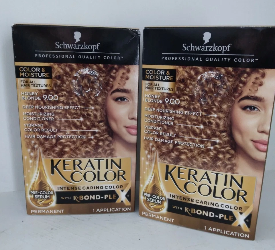 3 PK Schwarzkopf Hair Color & Moisture Cream 9.0 Honey Blonde Keratin Permanent
