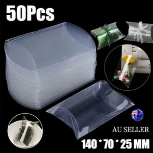 50Pcs Candy Boxes Pillow Style Clear PVC Sweet Wedding Party Favor Gifts Box AU - Picture 1 of 12