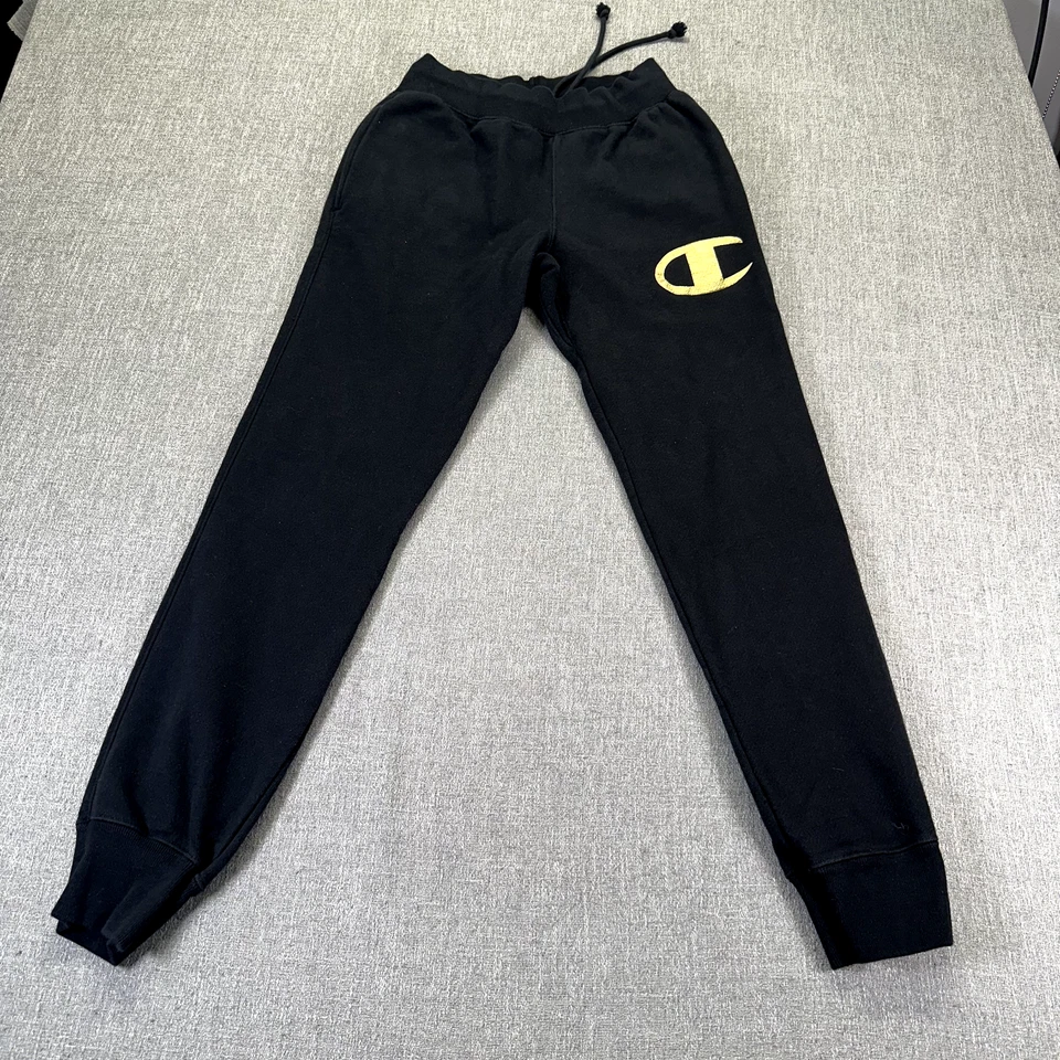 Pantalones de chándal vintage Champion tejido inverso para hombre pequeños negros polar pesados Foto 1 de 4