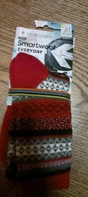 Smartwool Christmas socks large L LG Fair Isle crew Sweater merino wool Red - Image 1 of 3
