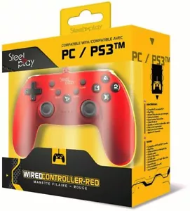 Joystick PLAYSTATION PS3 & PC - SteelPlay - Wired - Red Metallic - New - Picture 1 of 6