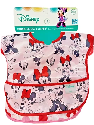 Disney Bum-kins Minnie Mouse Super Babero con Bolsa FoodCatcher Paquete de 2 6-24 Meses Foto 1 de 4