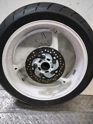 Suzuki GSXR 600 750 2008-2009 OEM rueda trasera con rotor y neumáticos doblados Foto 1 de 4