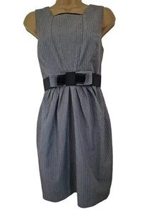 River Island Grey Pinstriped Knee Length Dress Size 8 - Picture 1 of 5